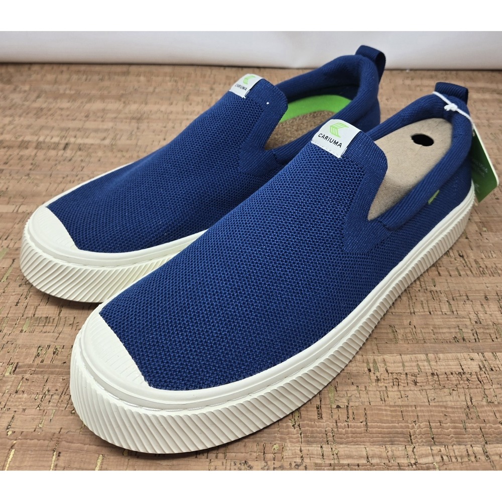 Cariuma Ibi Slip-On Casual Sneaker Womens 12.5 Mens 11 Mineral Blue Knit Shoes